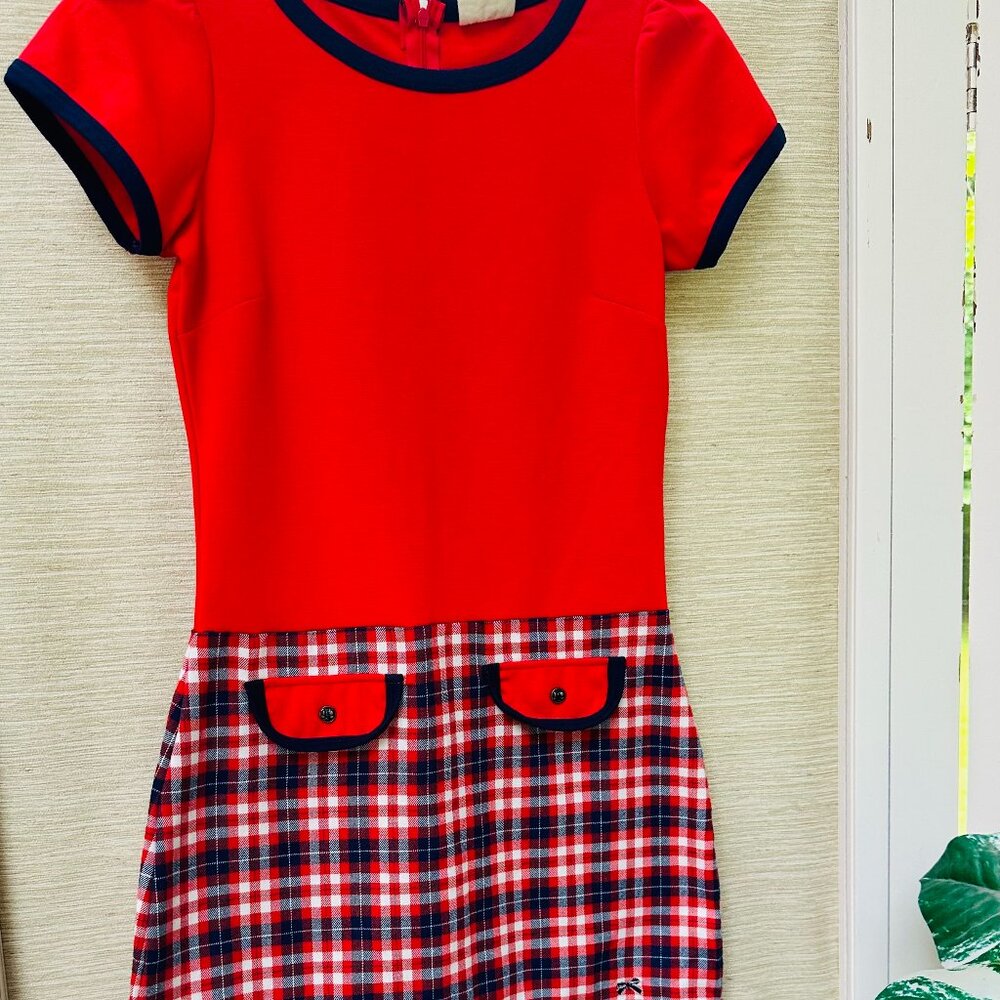 Tommy Hilfiger Red and Navy Short Sleeve Mini Dress - Picture 2 of 8